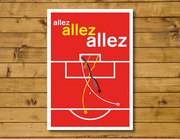 All five Liverpool goals v Roma - Allez, Allez, Allez - Football Poster - Swiss Style Print - European Semi Final 2018 (Various Sizes)