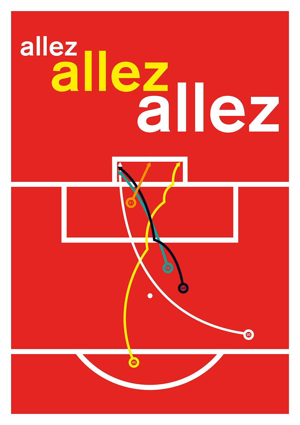 All five Liverpool goals v Roma - Allez, Allez, Allez - Football Poster - Swiss Style Print - European Semi Final 2018 (Various Sizes)