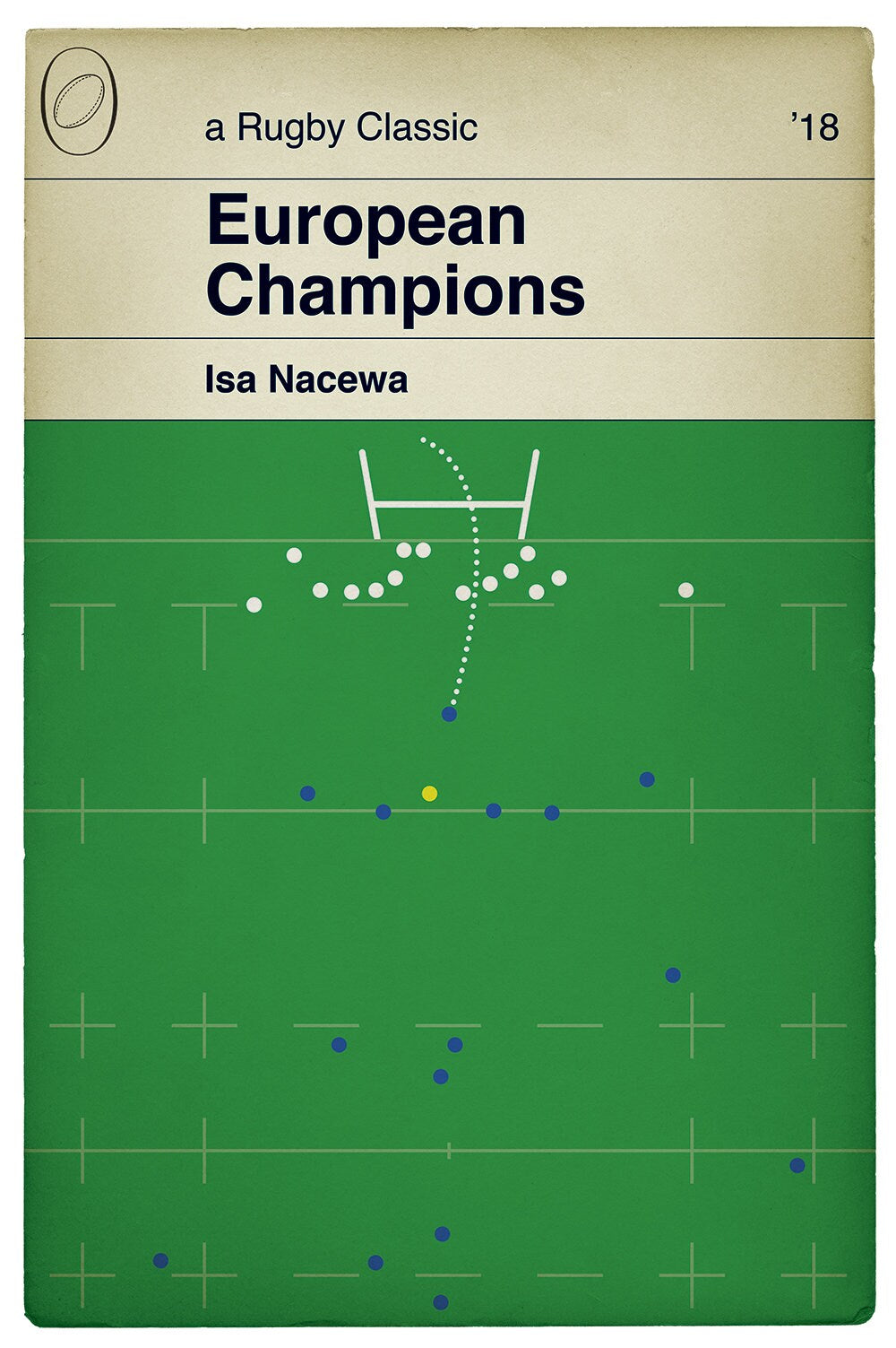 Leinster winning kick v Racing 92 - European Cup Final 2018 - Isa Nacewa - Rugby Book Cover Poster - Rugby Gift (Various Sizes)