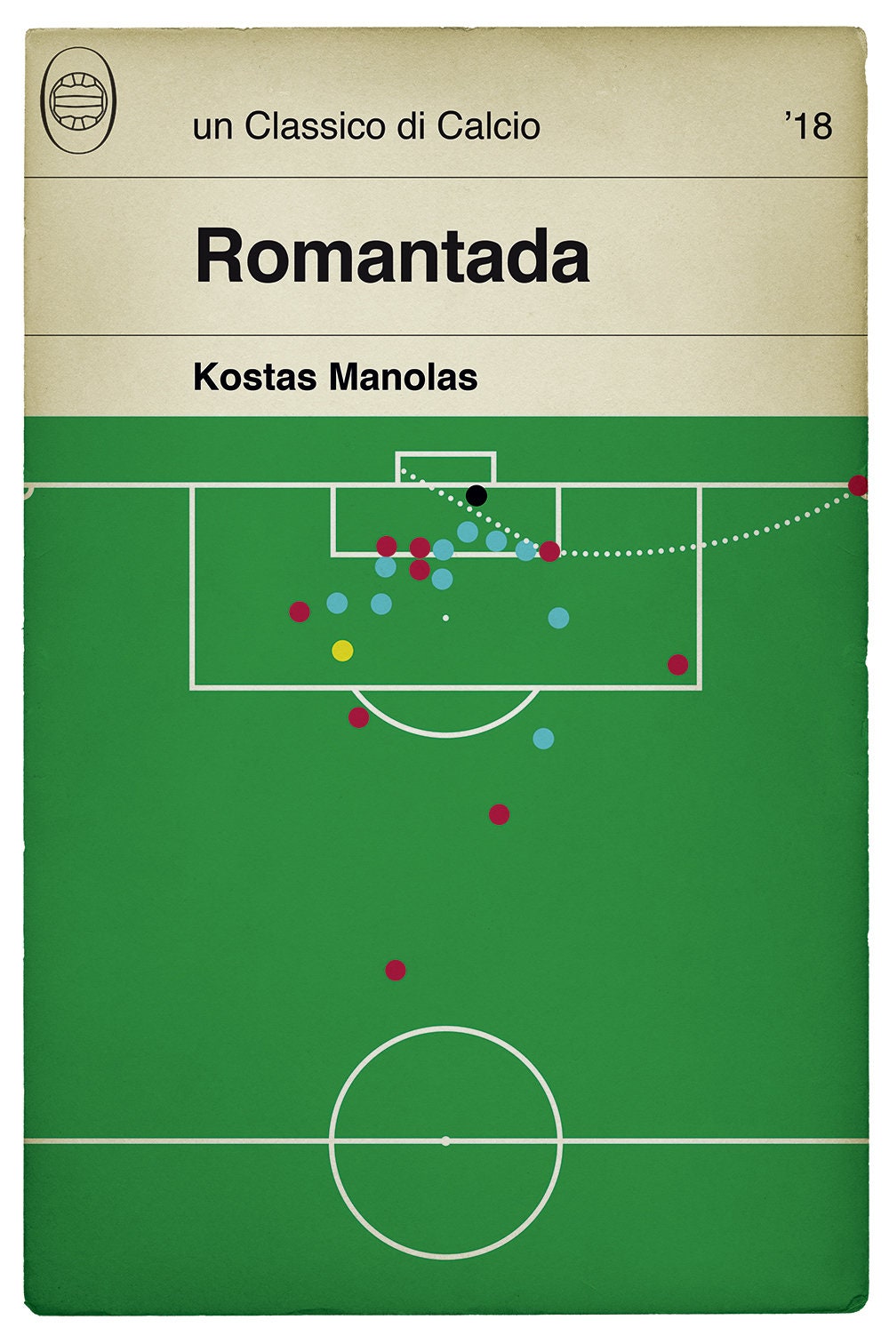 Roma goal v Barcelona - Kostas Manolas - Romantada - Roma 3 Barca 0 - Poster di calcio - Book Cover Print - Football Gift (Various Sizes)