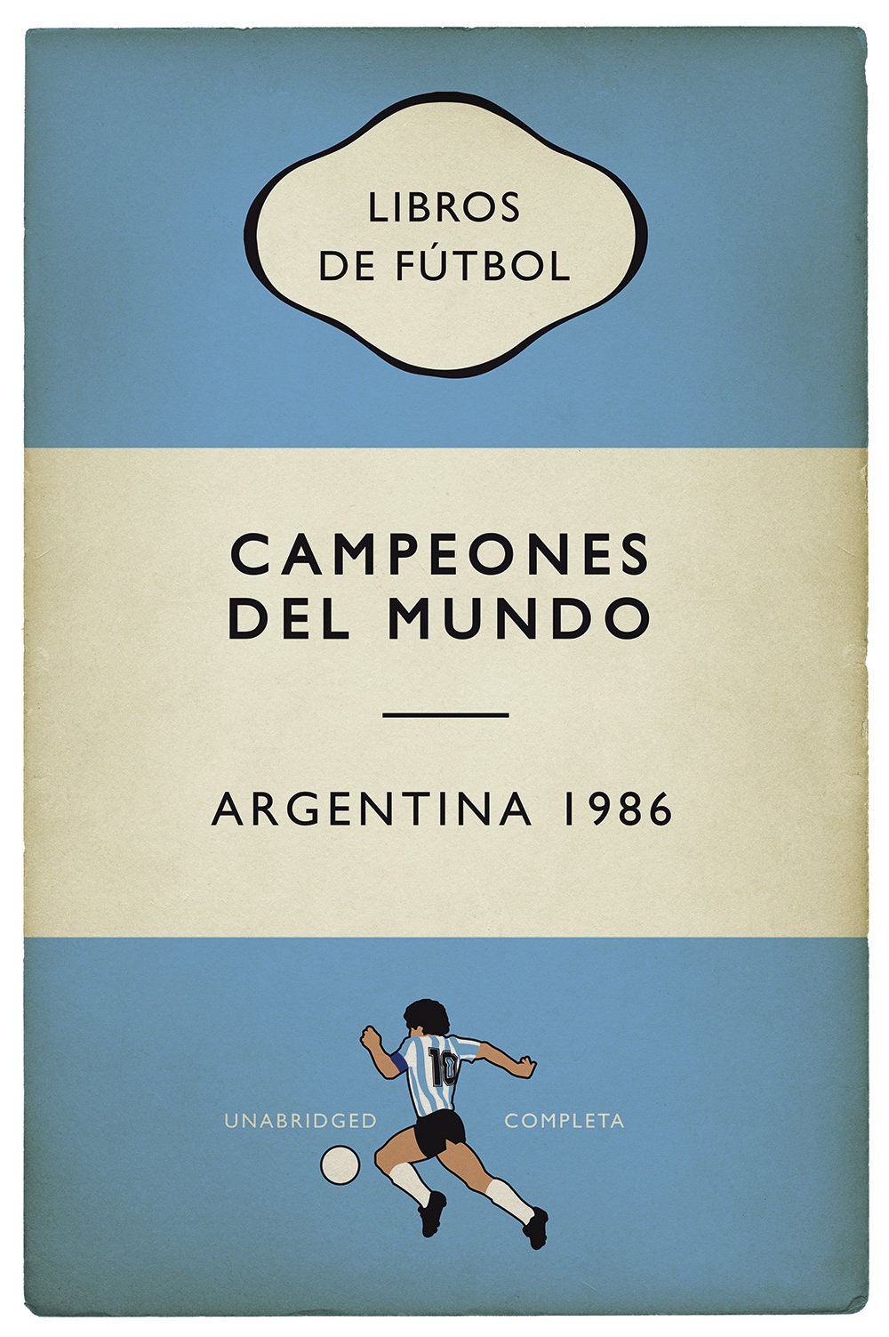 Argentina - Campeones Del Mundo - World Champions 1986 - Diego Maradona - Flag Book Cover Poster - Regalo de fútbol (Various Sizes)