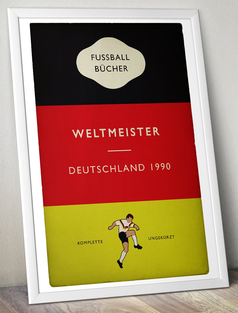 Deutschland - Germany - Weltmeister - World Champions 1990 - Italia 90 - Lothar Matthäus - German Flag Book Cover Poster (Various Sizes)