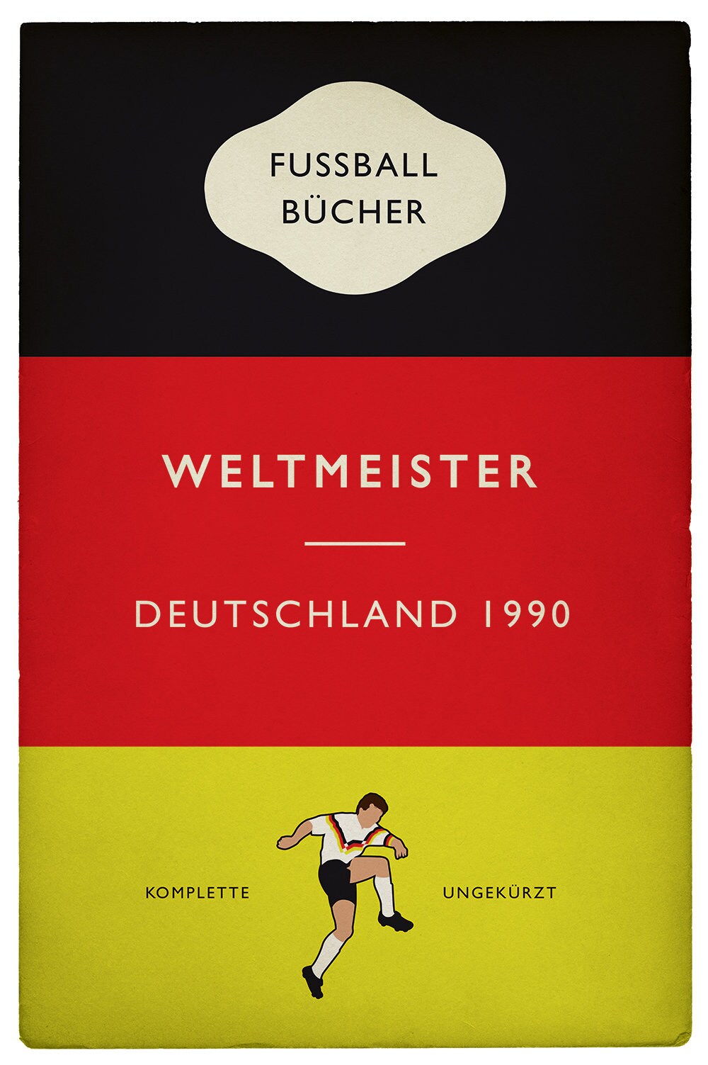 Deutschland - Germany - Weltmeister - World Champions 1990 - Italia 90 - Lothar Matthäus - German Flag Book Cover Poster (Various Sizes)