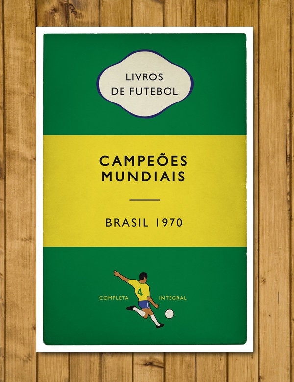 Brazil World Champions 1970 - Brasil - Campeões Mundiais - Carlos Alberto - Flag Book Cover Poster - Presente de futebol (Various Sizes)