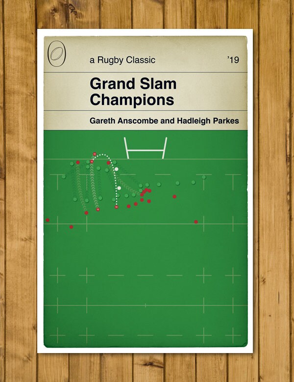 Wales Rugby Win - Grand Slam Champions - Parkes Try from Anscombe Kick - Six Nations 2019 - Rugby Gift - Book Cover Poster (Various Sizes)