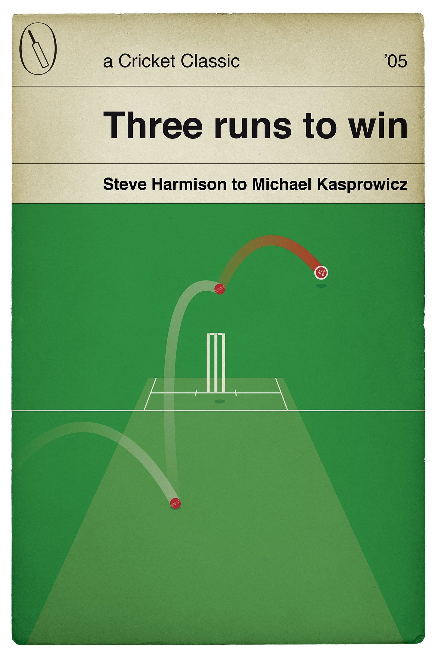 England v Australia 2005 - Harmison to Kasprowicz - Winning wicket - 3 runs to win - Edgbaston - Second Test - Cricket Print (Various Sizes)