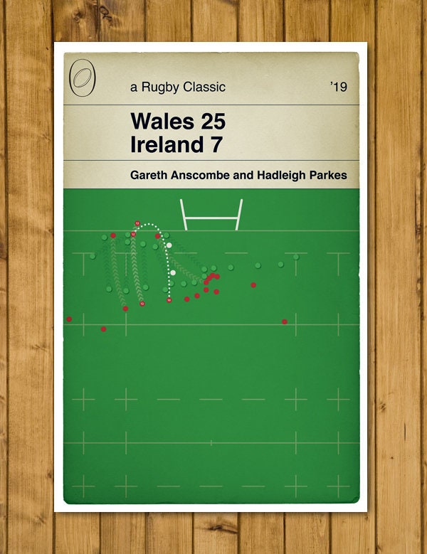 Wales 25 Ireland 7 - Hadleigh Parkes Try - Six Nations 2019 - Grand Slam - Rugby Print - Classic Book Cover Poster (Various Sizes)