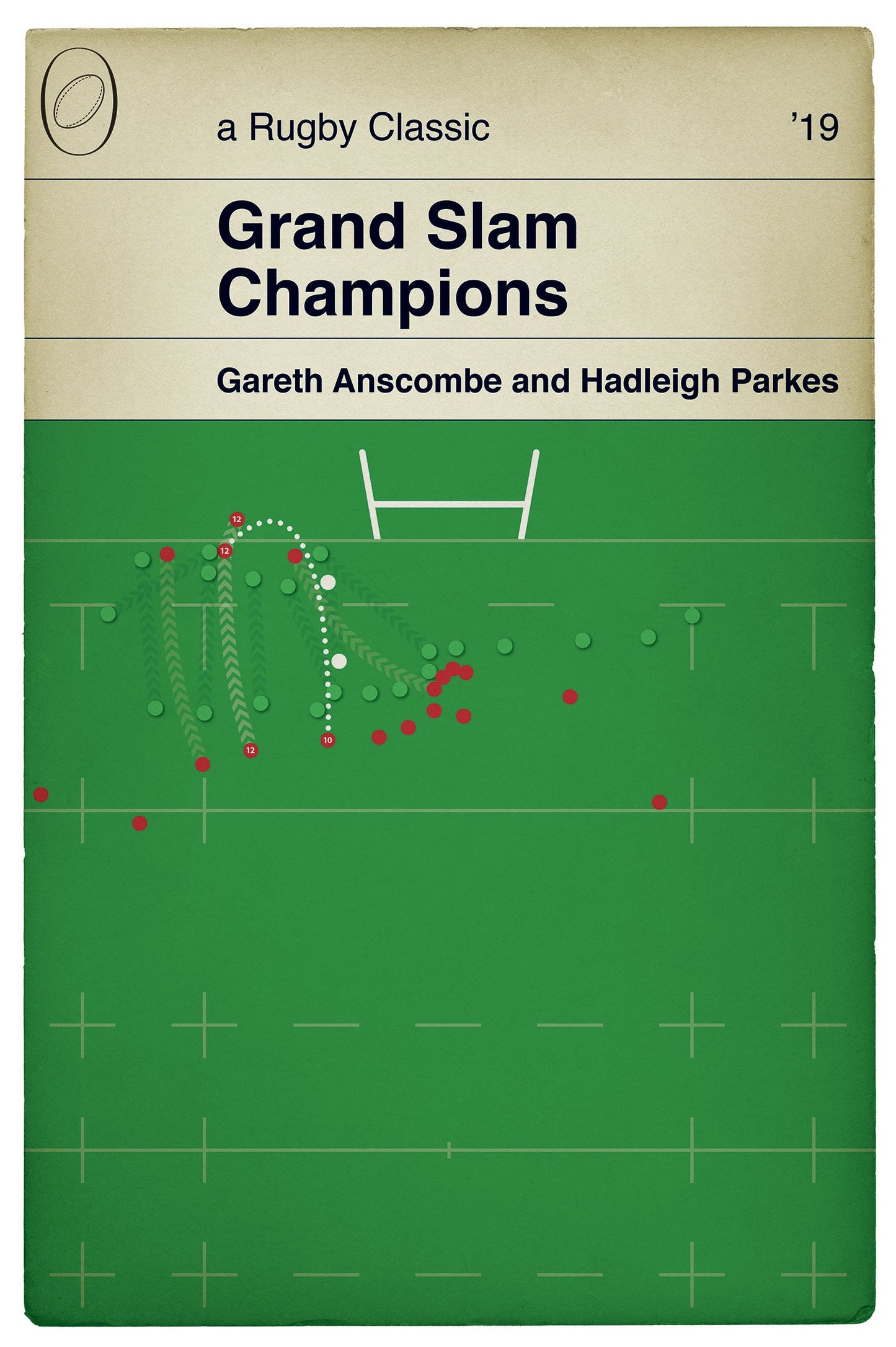 Wales Rugby Win - Grand Slam Champions - Parkes Try from Anscombe Kick - Six Nations 2019 - Rugby Gift - Book Cover Poster (Various Sizes)