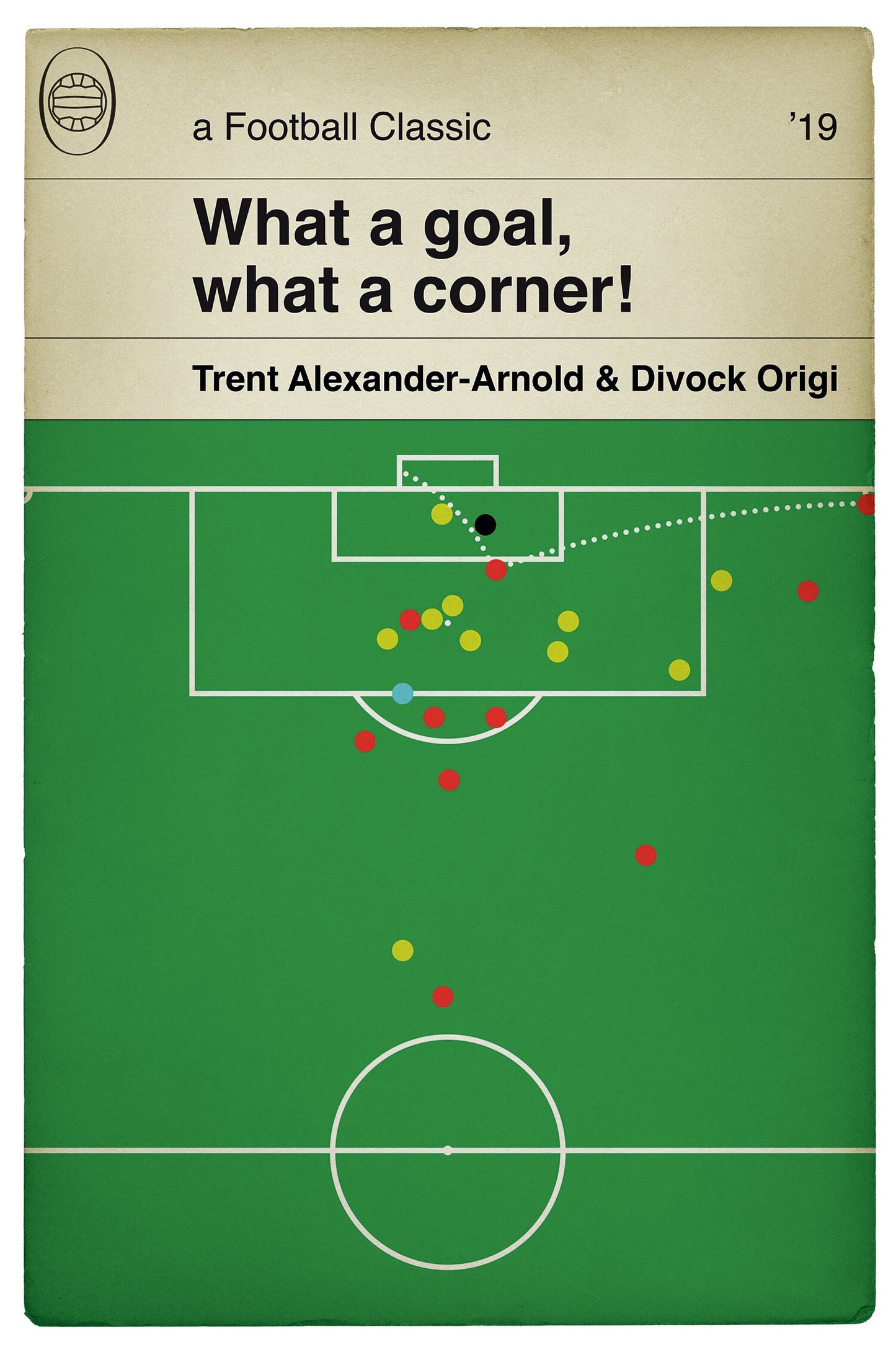 Divock Origi winner v Barcelona - Trent Alexander-Arnold Corner - European Semi Final 2019 - Classic Book Cover Poster (Various Sizes)