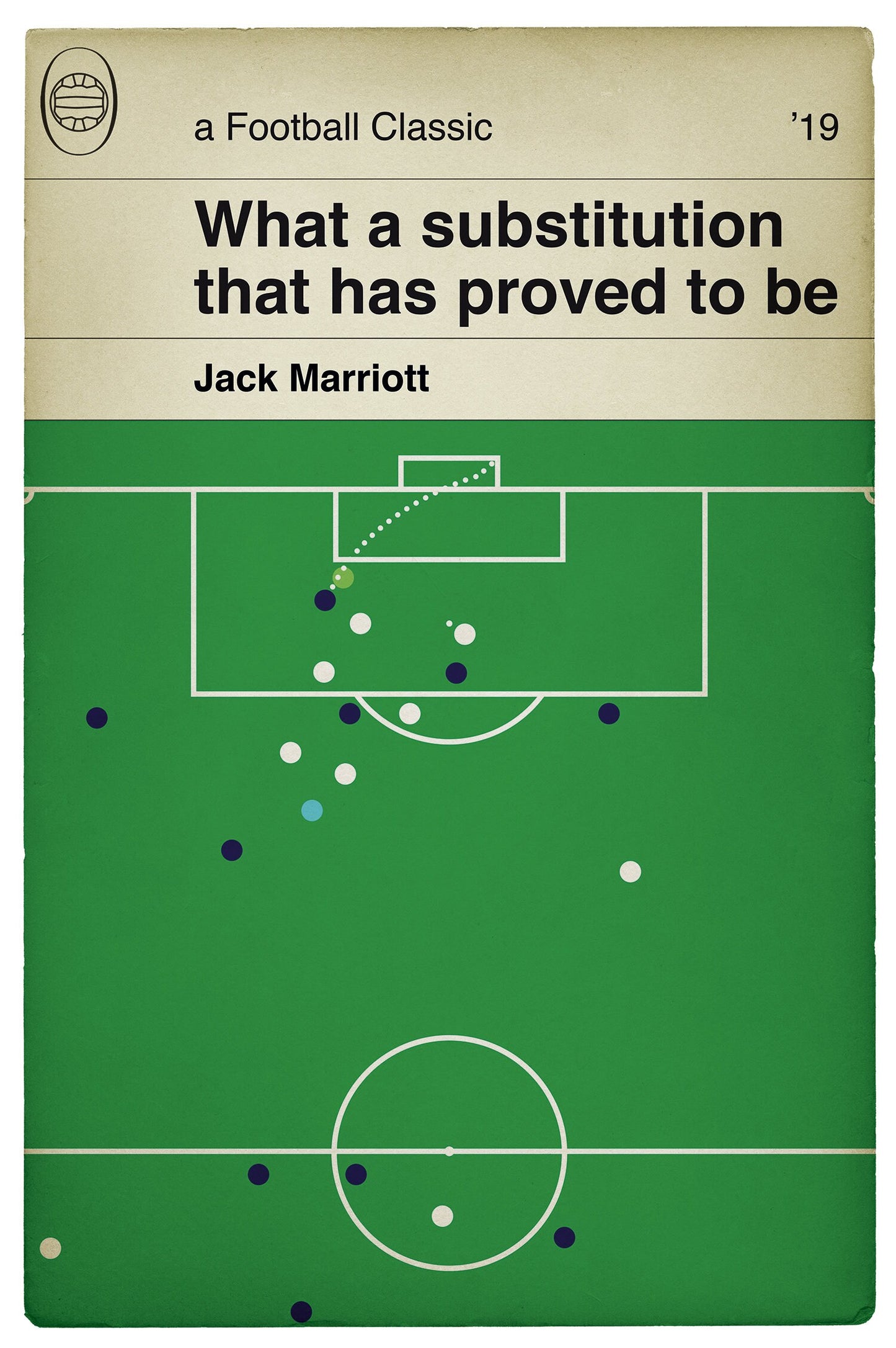 Derby County winner v Leeds United - Jack Marriott Goal - EFL Play Off Semi Final 2019 - Book Cover Print - Football Gift (Various Sizes)