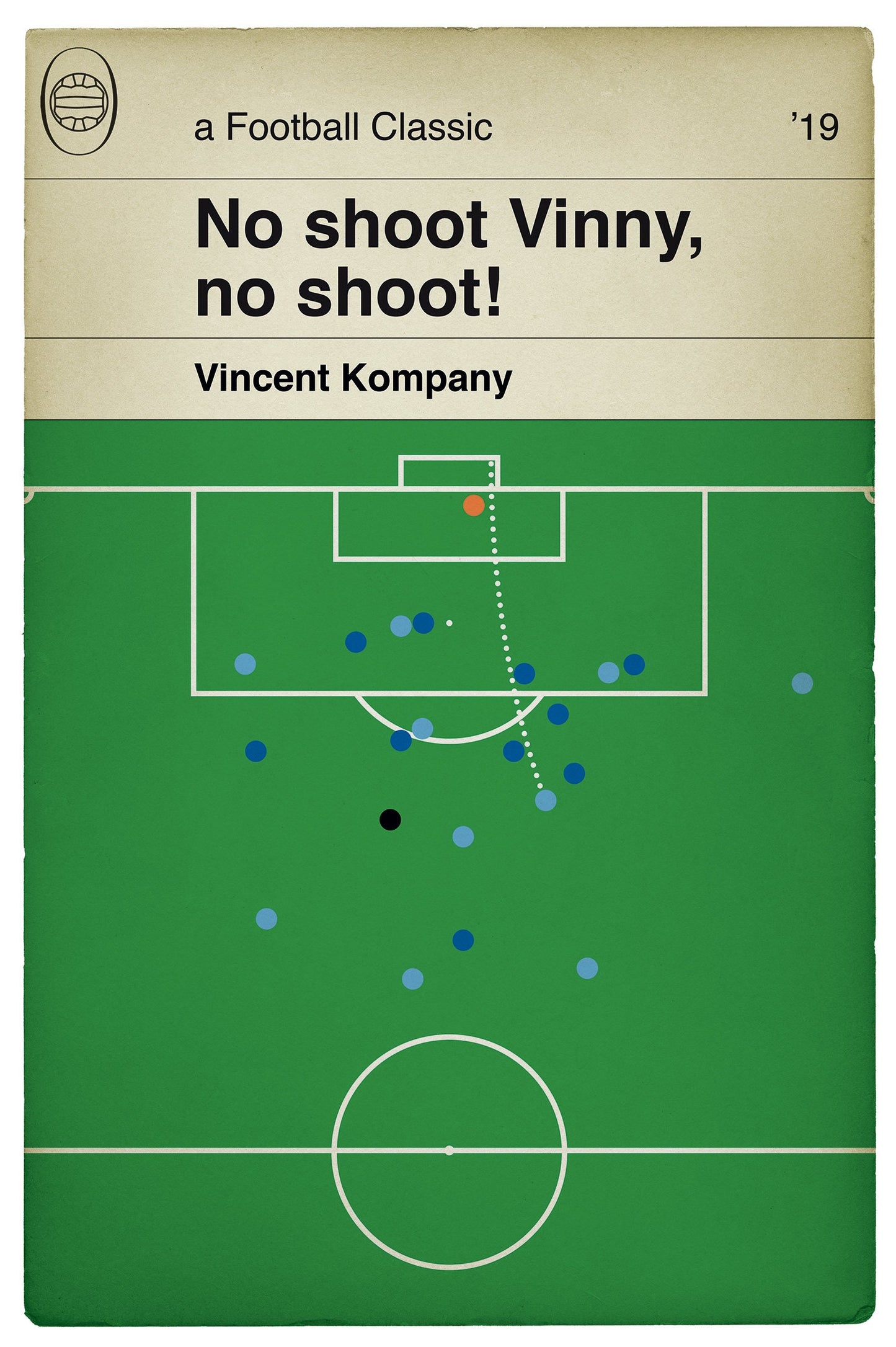 Vincent Kompany Goal v Leicester City in 2019 - Manchester City Winner - No Shoot Vinny - Book Cover Print - Football Gift (Various Sizes)