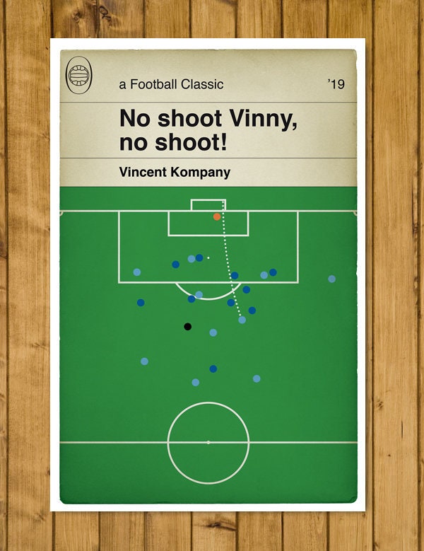 Vincent Kompany Goal v Leicester City in 2019 - Manchester City Winner - No Shoot Vinny - Book Cover Print - Football Gift (Various Sizes)