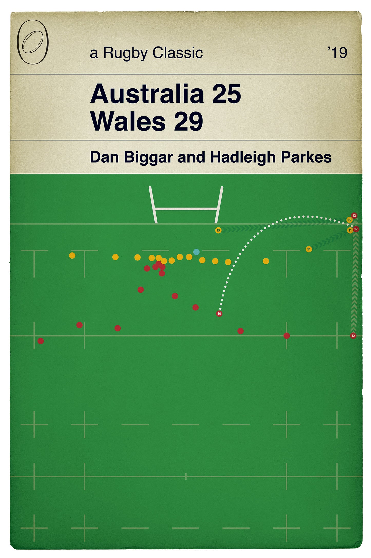 Australia 25 Wales 29 - Hadleigh Parkes Try - Dan Biggar Kick - World Cup 2019 - Rugby Print - Classic Book Cover Poster (Various Sizes)