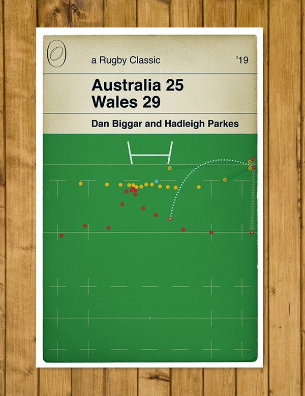 Australia 25 Wales 29 - Hadleigh Parkes Try - Dan Biggar Kick - World Cup 2019 - Rugby Print - Classic Book Cover Poster (Various Sizes)