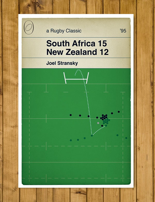 Joel Stransky Drop Goal - South Africa 15 New Zealand 12 - World Cup 1995 - Rugby Gift - Classic Book Cover Poster (A4 or A3)