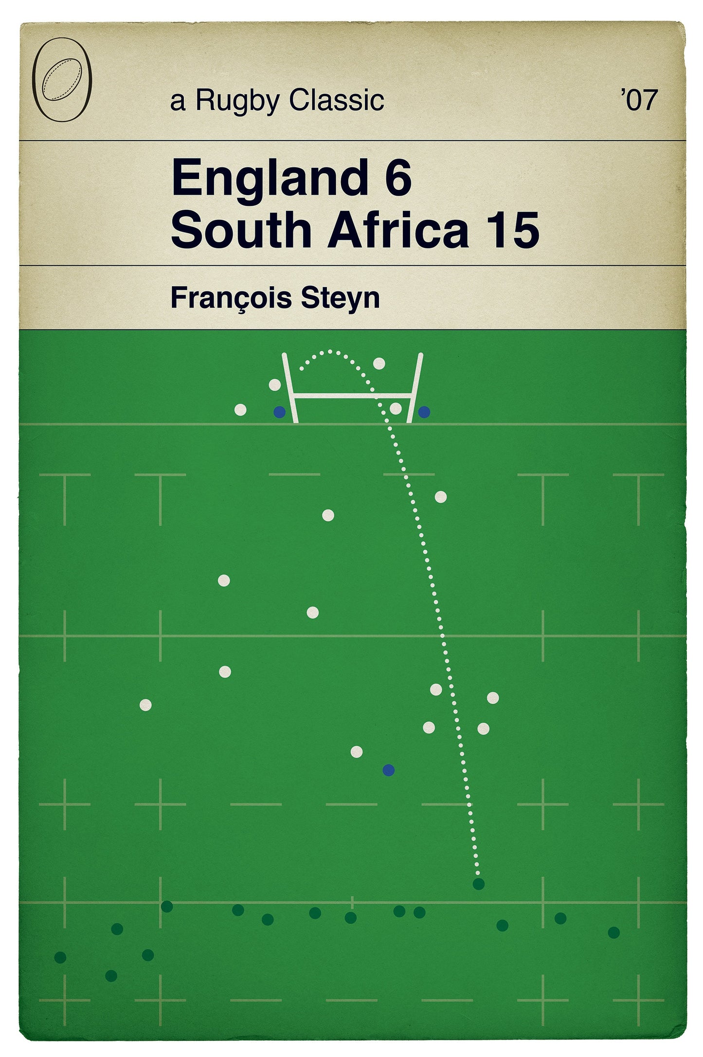 South Africa 15 England 6 - Francois Steyn Kick - World Cup Final 2007 - Rugby Poster - Classic Book Cover Poster (Various Sizes)