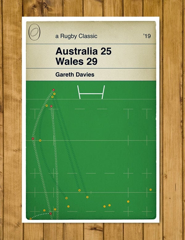 Australia 25 Wales 29 - Gareth Davies Try - World Cup 2019 - Rugby Print - Classic Book Cover Poster (Various Sizes)