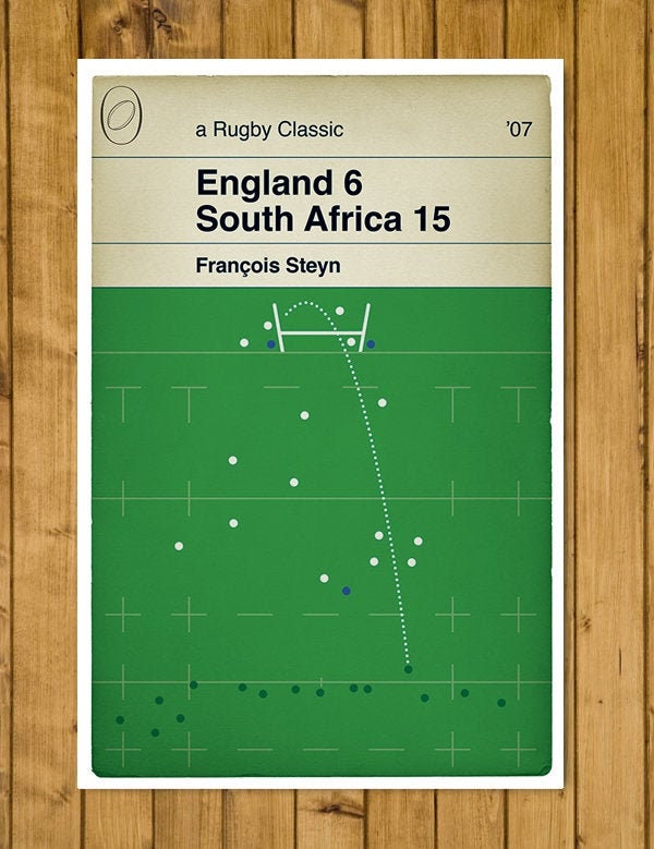 South Africa 15 England 6 - Francois Steyn Kick - World Cup Final 2007 - Rugby Poster - Classic Book Cover Poster (Various Sizes)