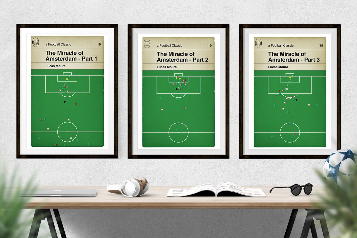 Tottenham goals v Ajax - Lucas Moura Hat-Trick - The Miracle of Amsterdam - Set of 3 Prints - Book Cover Posters (Various Sizes)