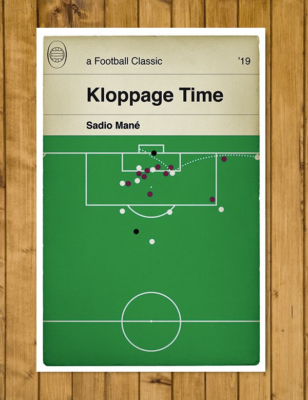 Liverpool late winner v Aston Villa - Sadio Mane Goal - Kloppage Time - Villa 1 Liverpool 2 - 2019 - Book Cover Poster (Various Sizes)