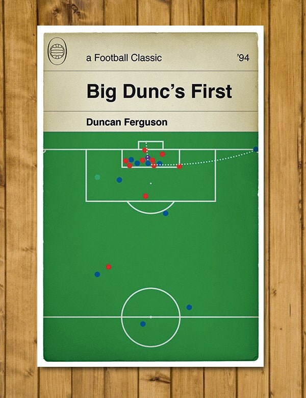 Everton goal v Liverpool in 1994 - Duncan Ferguson's First Goal - Big Dunc - Classic Book Cover Print - Football Gift (Various Sizes)