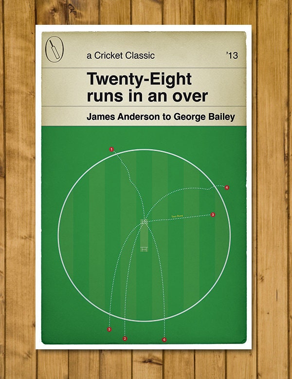 George Bailey - 28 runs in an over - Jimmy Anderson - Australia v England 2013 - Cricket Print - Classic Book Cover Poster (Various Sizes)