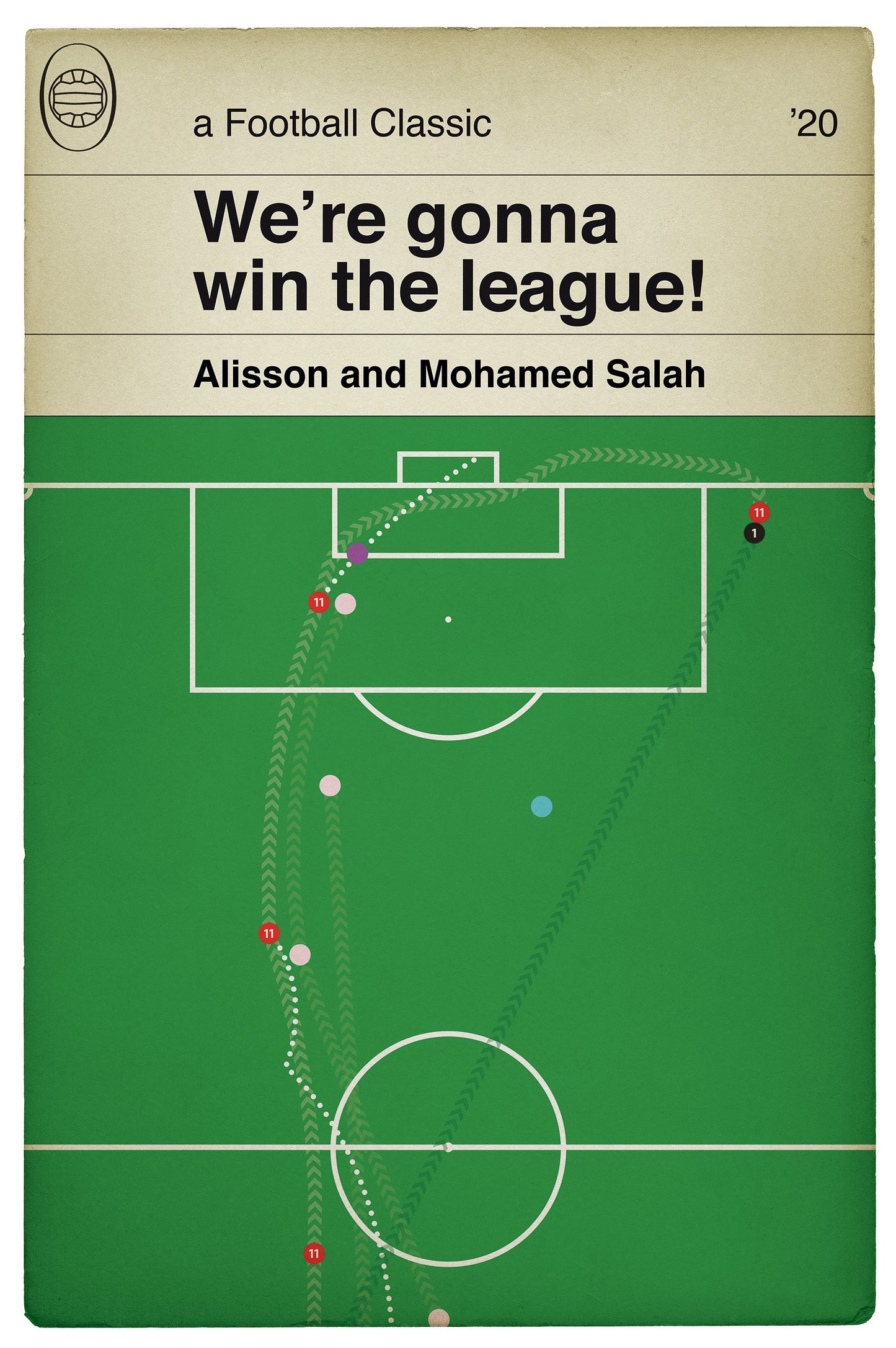 Liverpool goal v Manchester United - Allisson to Mohamed Salah - We're gonna win the league - Classic Book Cover Poster (Various Sizes)