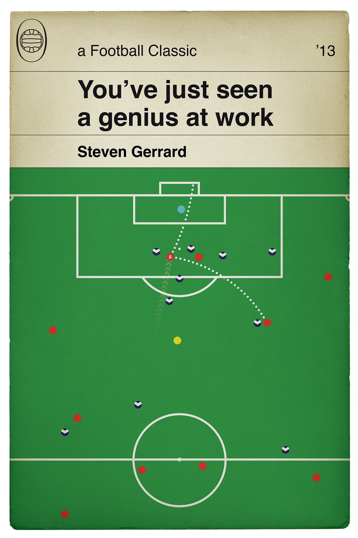 Liverpool goal v Melbourne Victory 2013 - Steven Gerrard - First ever Liverpool goal in Australia - Book Cover Poster (Various Sizes)