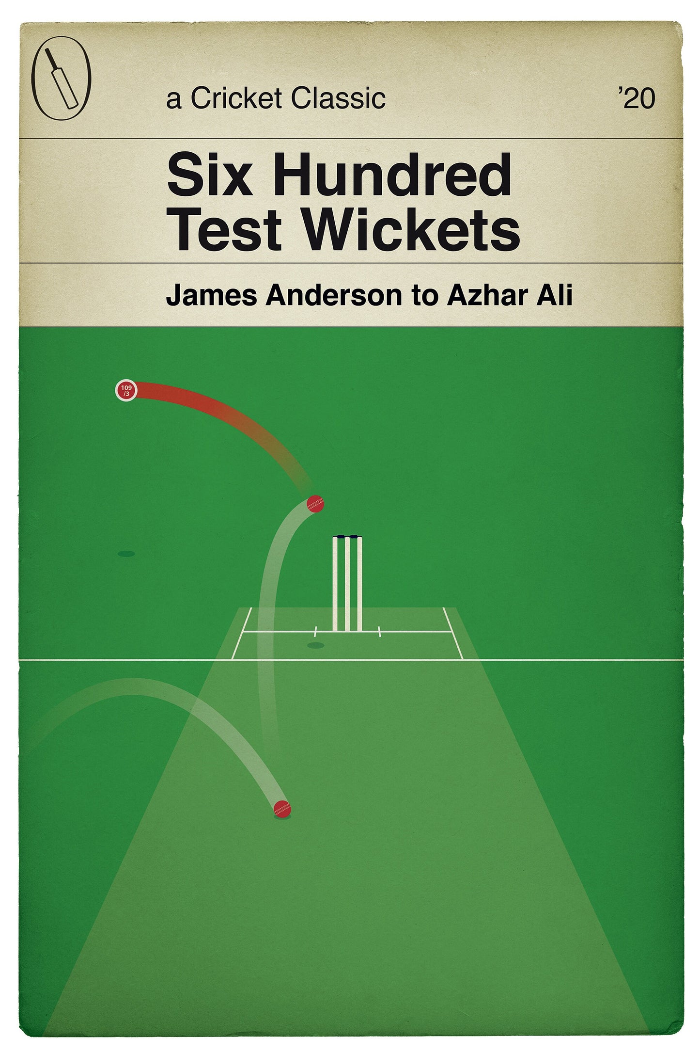 James Anderson - 600th Test Wicket - England v Pakistan 2020 - Cricket Print - Classic Book Cover Poster - Cricket Gift (Various Sizes)