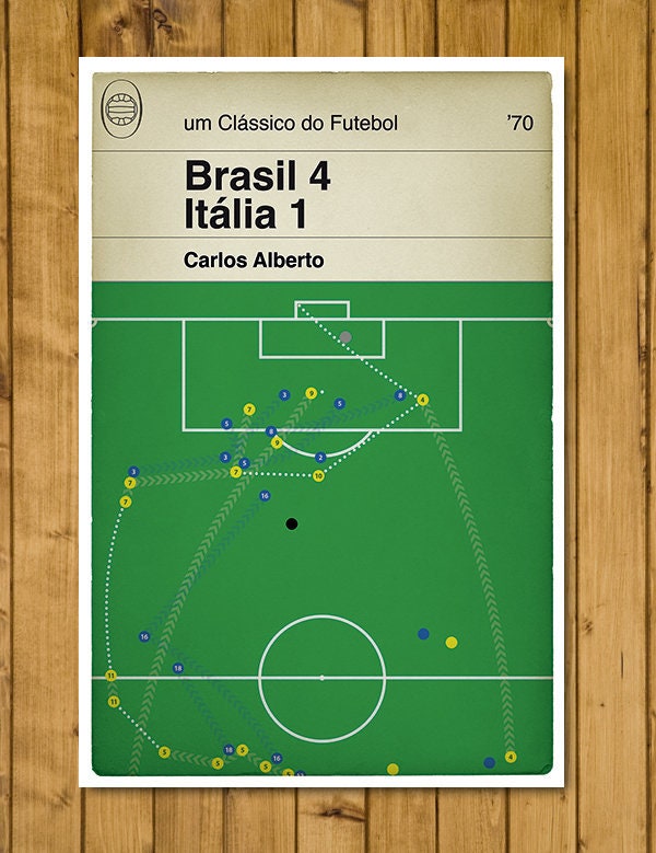 Carlos Alberto Goal v Italy - Brasil Campeões Mundiais 1970 - Brazil 4 Italia 1 - O Capitão - Pôster de futebol (Various sizes)