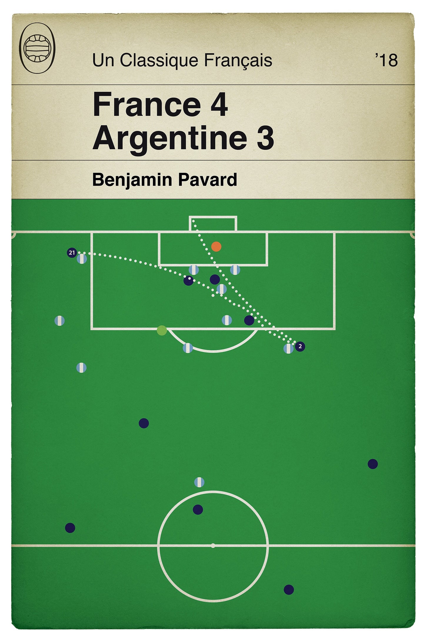 Benjamin Pavard Goal - France 4 Argentine 3 - Champions du monde de France - Cadeau pour fan de football - Livre classique (Various Sizes)