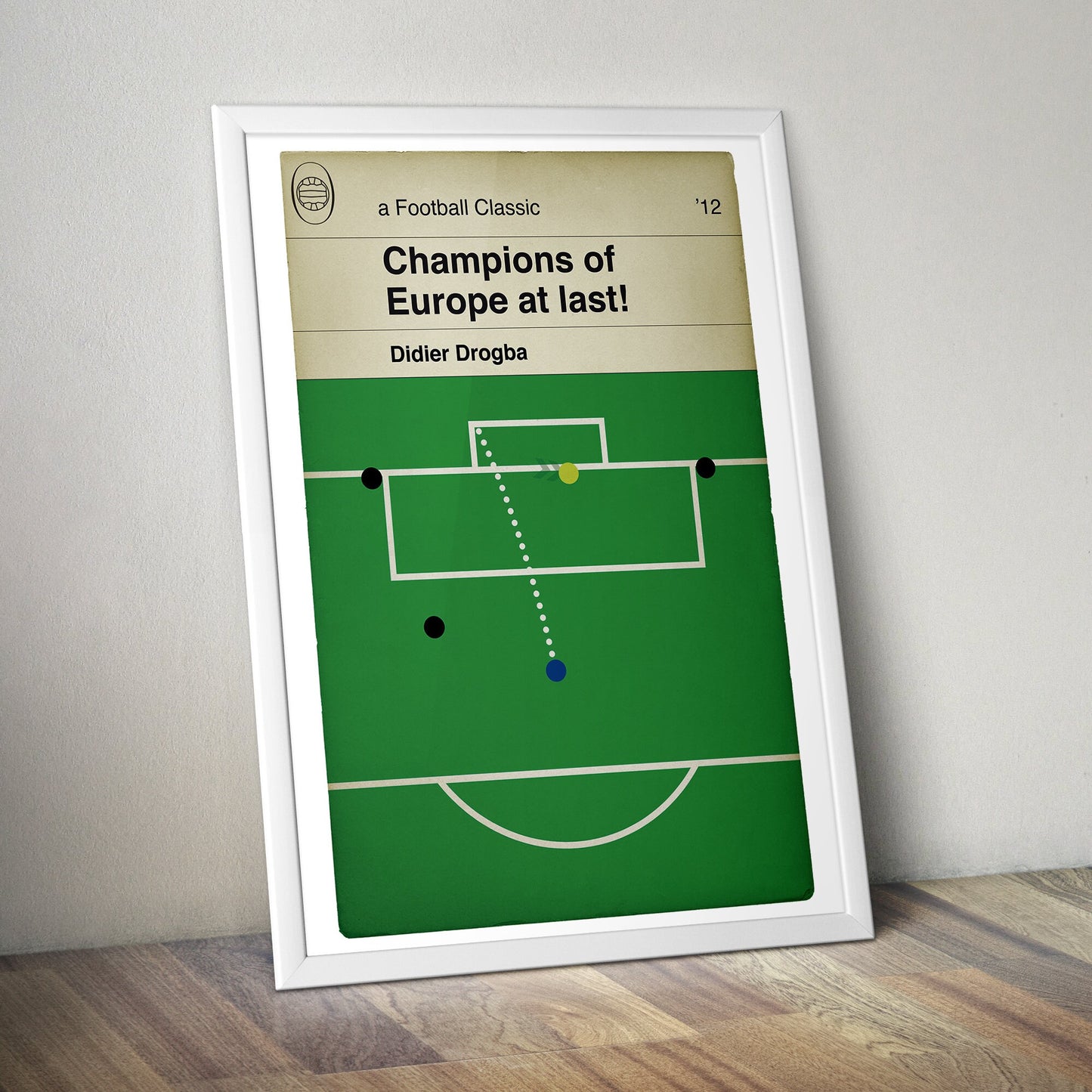 Didier Drogba Winning Penalty - Chelsea v Bayern Munich - European Final 2012 - Book Cover Print (Various Sizes)