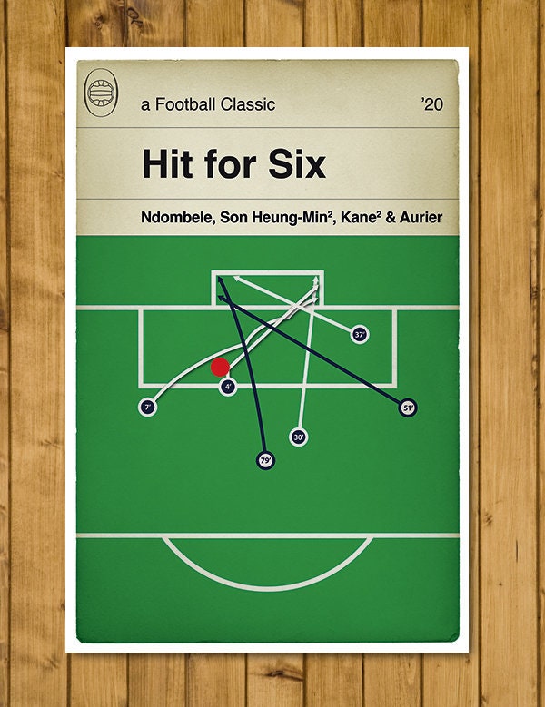 All 6 (SIX) Tottenham goals v Man Utd - Manchester United 1 Tottenham Hotspur 6 - Spurs Goals - Football Book Cover Poster (Various Sizes)