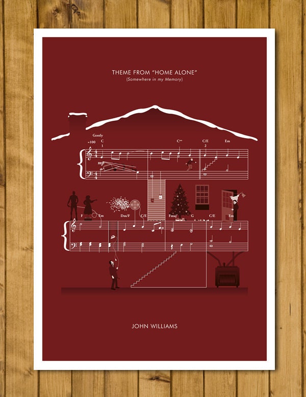 Home Alone - Somewhere in my Memory by John Williams - Movie Classics Poster - Sheet Music Print - Christmas Gift (Various Sizes)