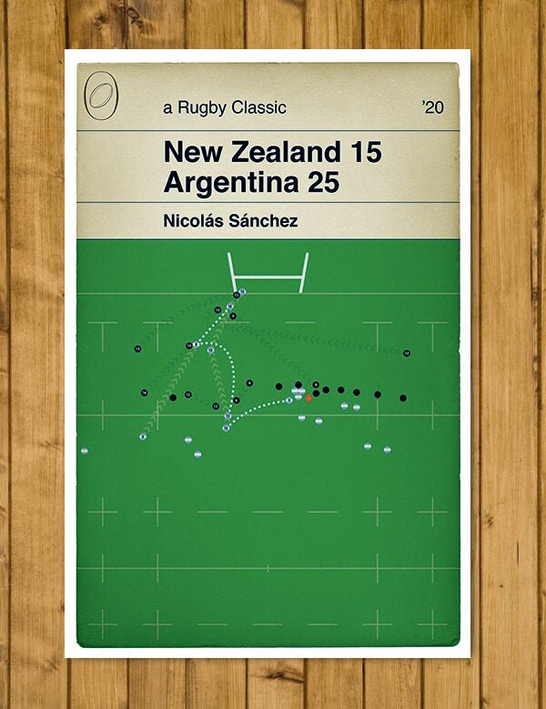 Argentina first win against All Blacks - Nicolas Sanchez Try - New Zealand 15 Argentina 25 - Rugby Book Cover Print (Various Sizes)