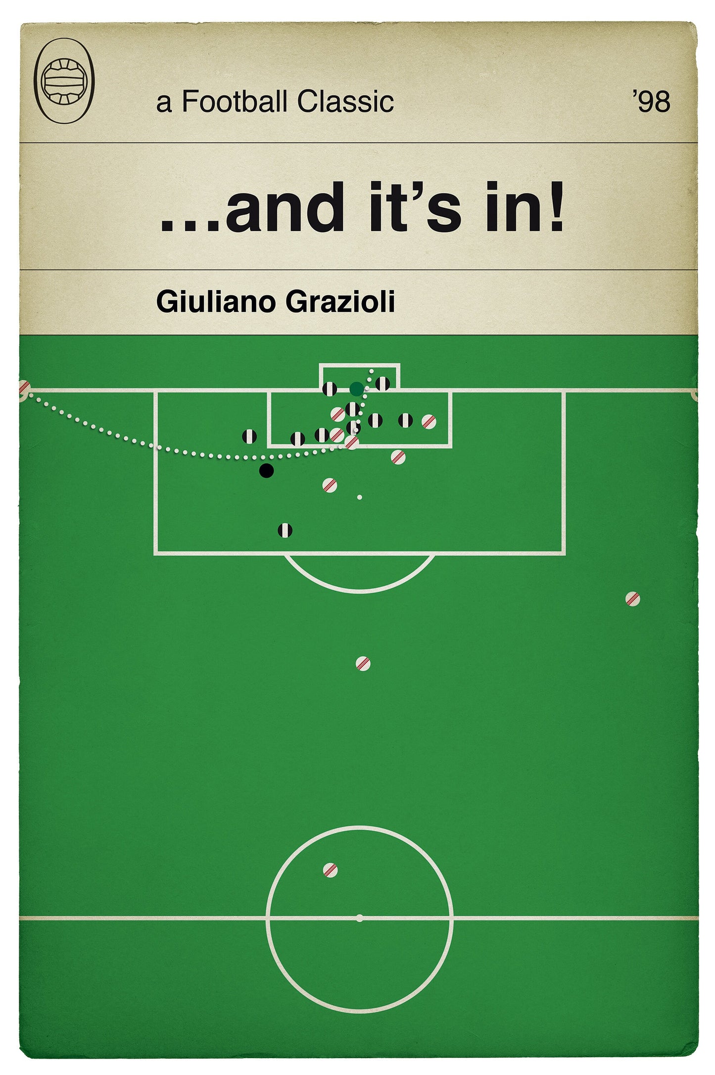 Giuliano Grazioli goal against Newcastle - Stevenage Borough 1 Newcastle United 1 - 4th Round 1998 - Football Book Cover (Various Sizes)