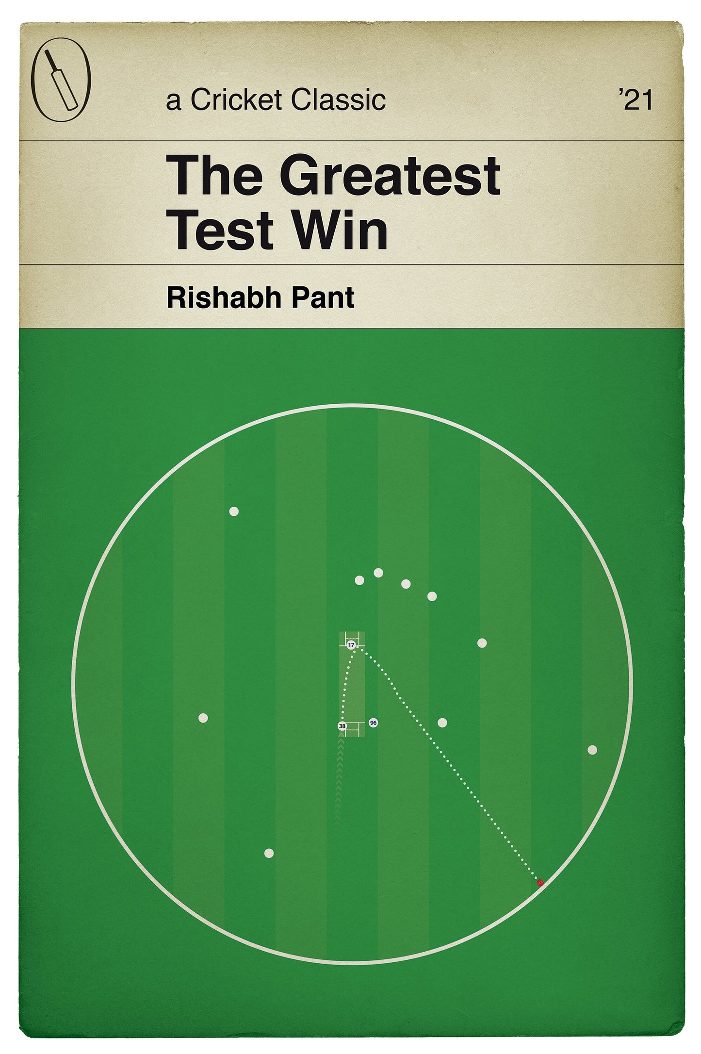 Rishabh Pant winning runs for India v Australia in 2021 - Historic Test win at the Gabba - Cricket Print - Book Cover Poster (Various Sizes)