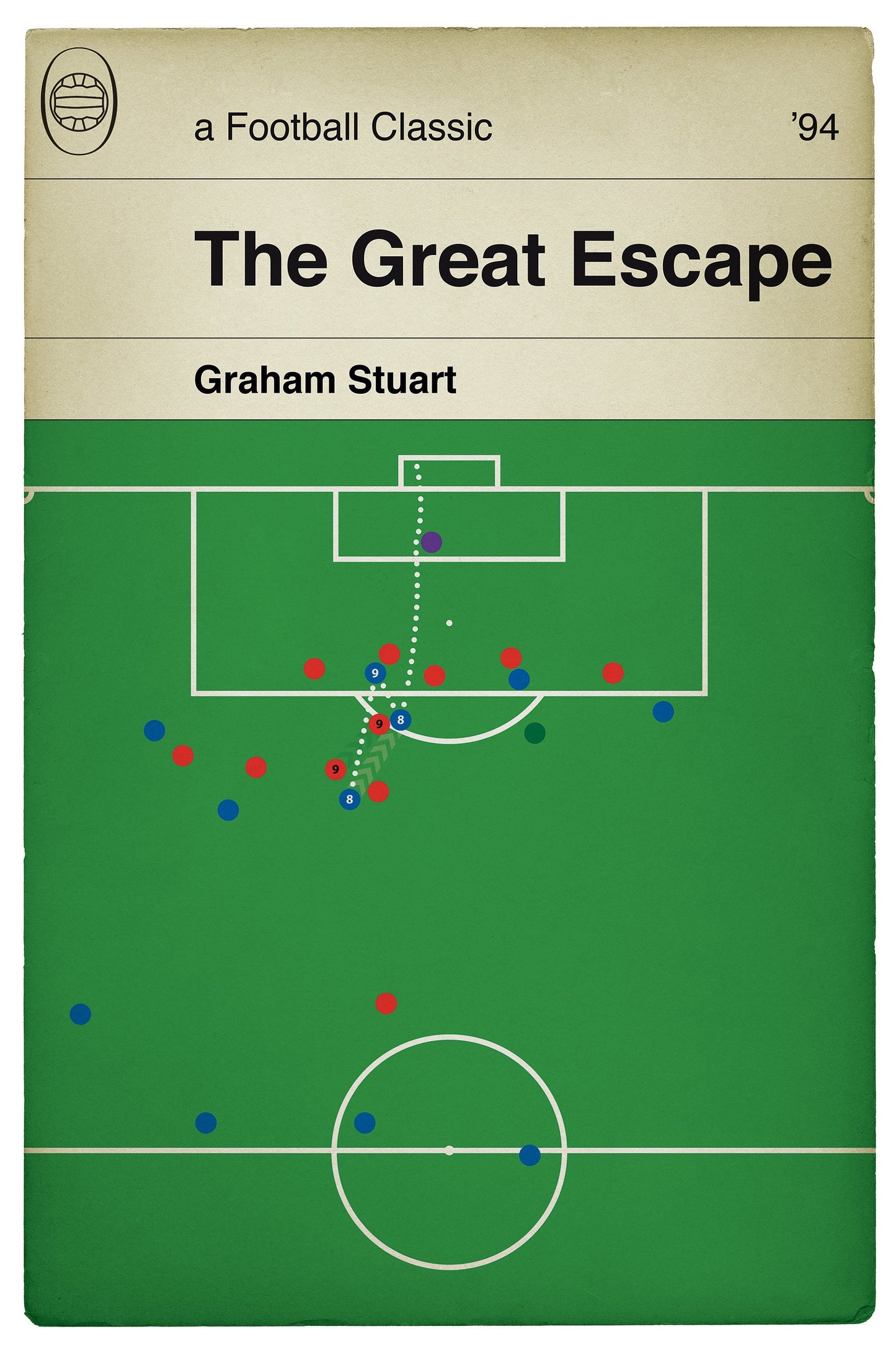 Graham Stuart winning goal for Everton v Wimbledon in 1994 - The Great Escape - Football Print - Classic Book Cover Poster (Various sizes)