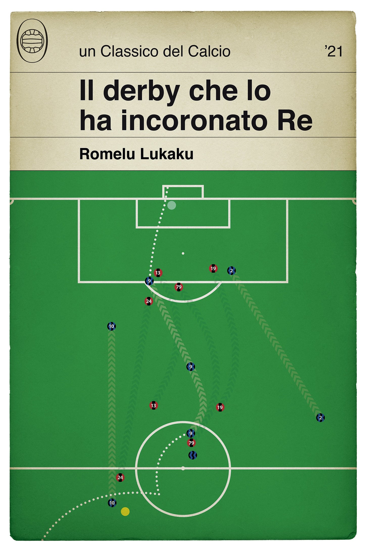 Romelu Lukaku goal v AC Milan - AC Milan 0 Inter Milan 3 - Serie A 2021 - Scudetto - Campioni - Book Cover Print (Various Sizes)