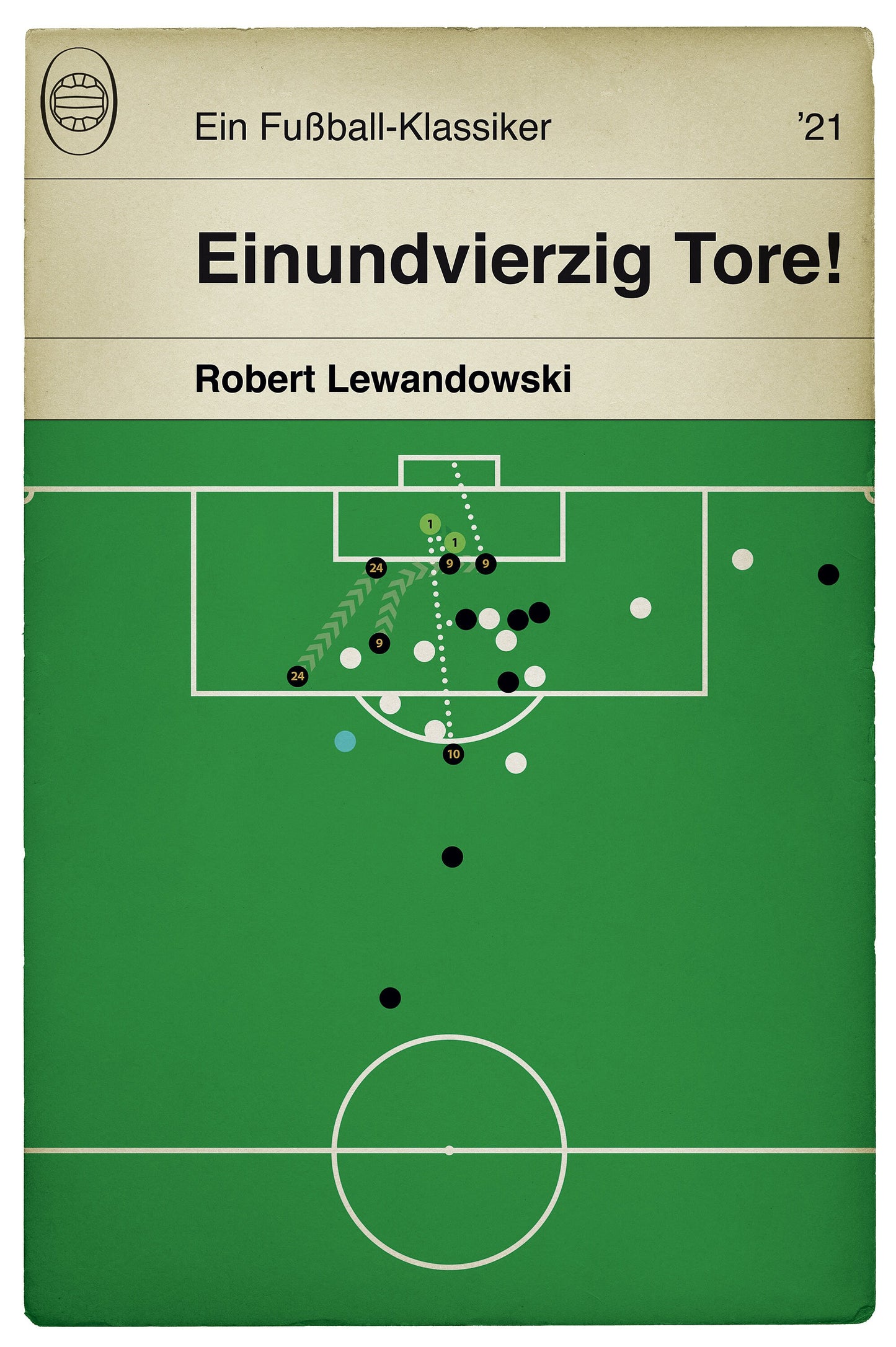 Robert Lewandowski Record Goal - Bayern München 5 Augsburg 2 - 41 Goals - 41 Tore - Classic Book Cover Poster (Various Sizes)