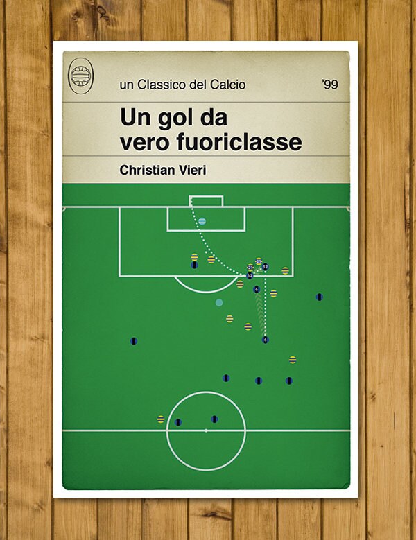 Christian Vieri goal v Parma - Inter Milan 5 Parma 1 - Serie A 1999 - Poster di calcio - Book Cover Print (Various Sizes)