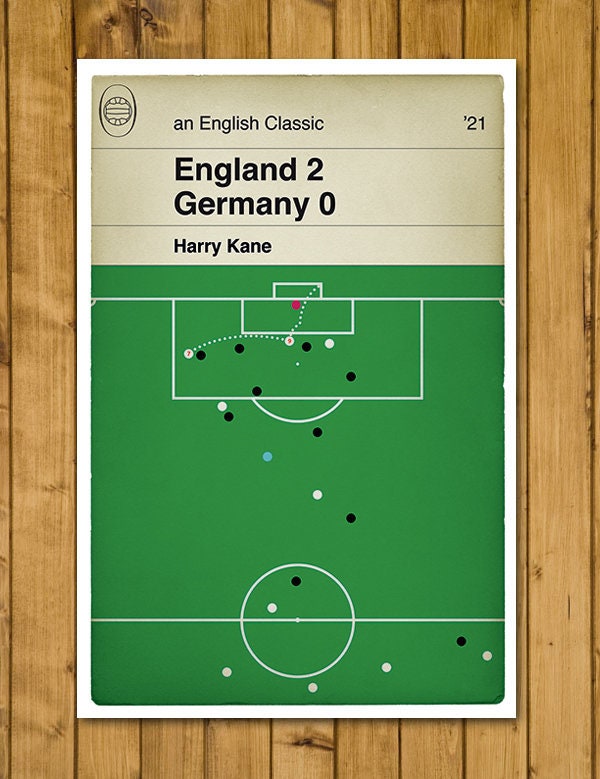 England 2 Germany 0 - Harry Kane goal against Germany - Euro 2020 - Football Print - Classic Book Cover Poster (Various Sizes)