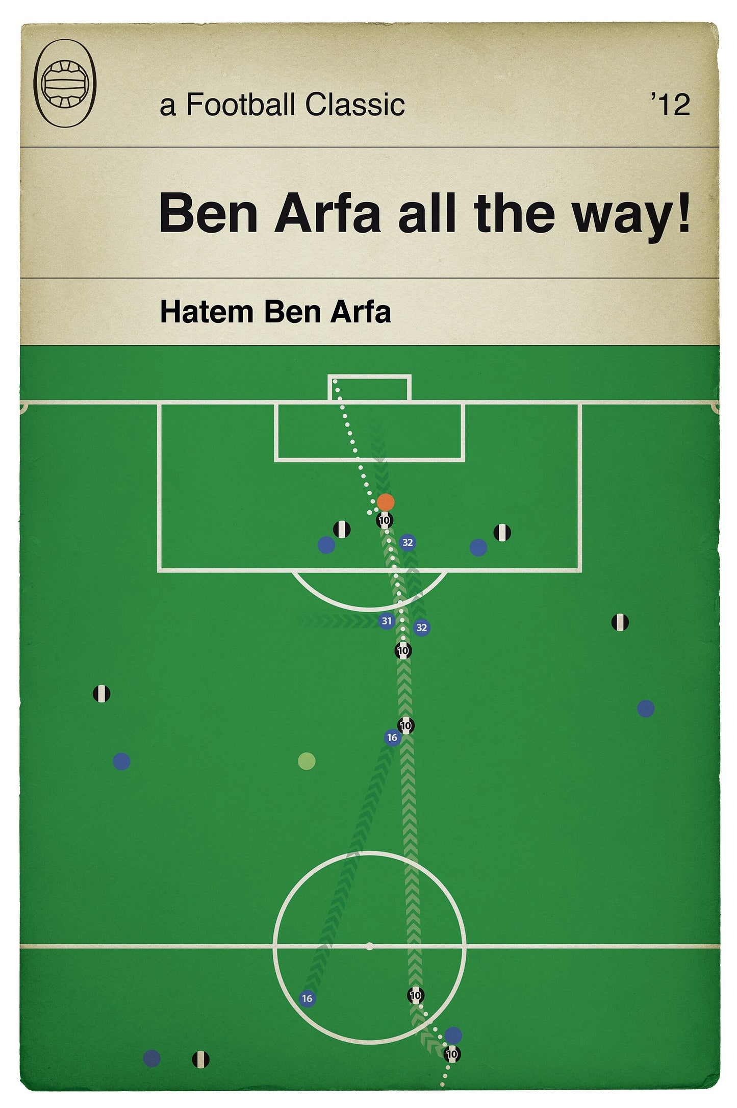 Hatem Ben Arfa solo goal in 2012  - Newcastle 2 v Bolton Wanderers 0 - Football Print - Book Cover Poster - Goal Poster Art (Various Sizes)