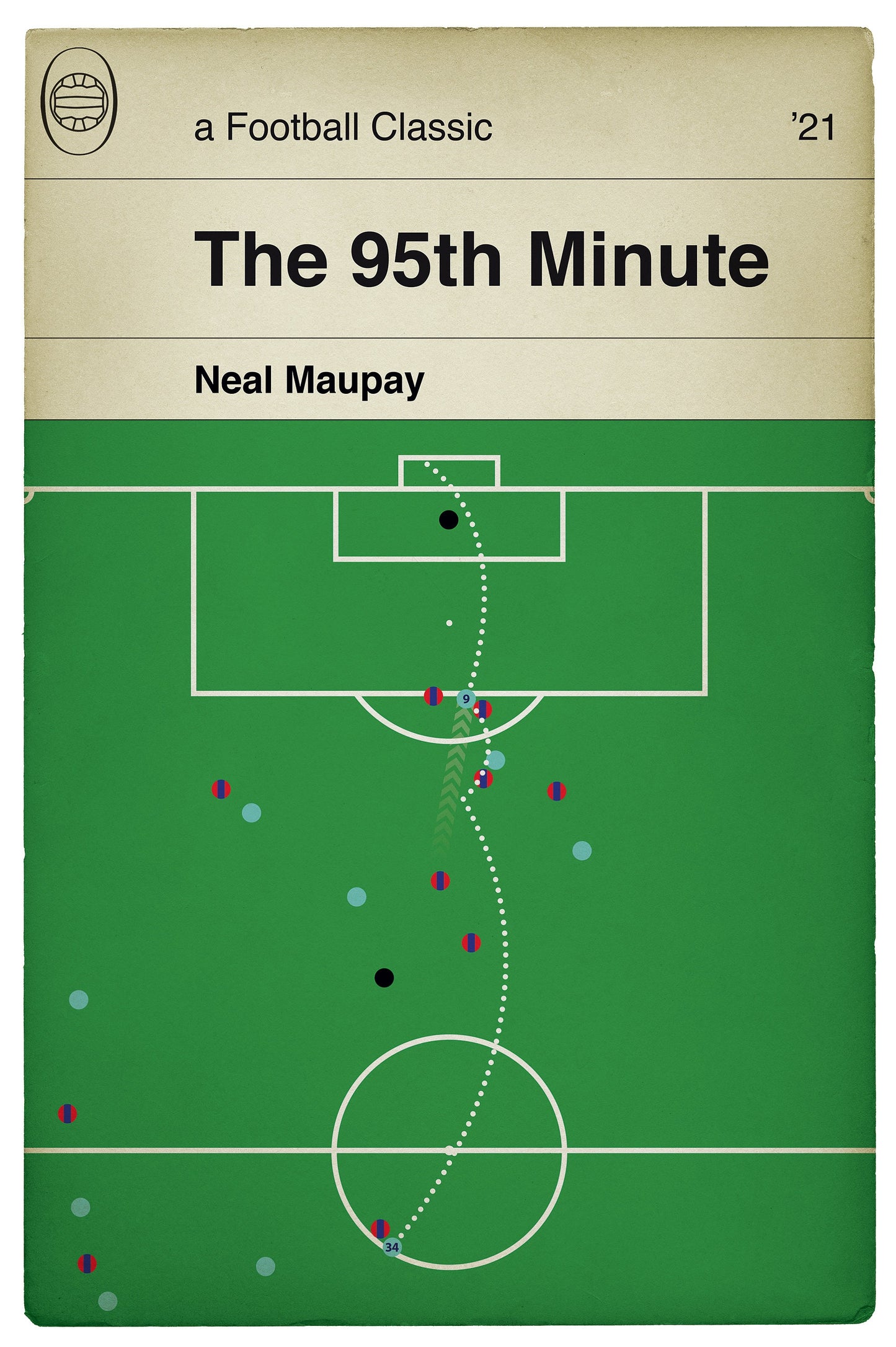 Neal Maupay Goal - Brighton and Hove Albion equaliser against Crystal Palace in 2021 - Football Print - Book Cover Poster (Various Sizes)