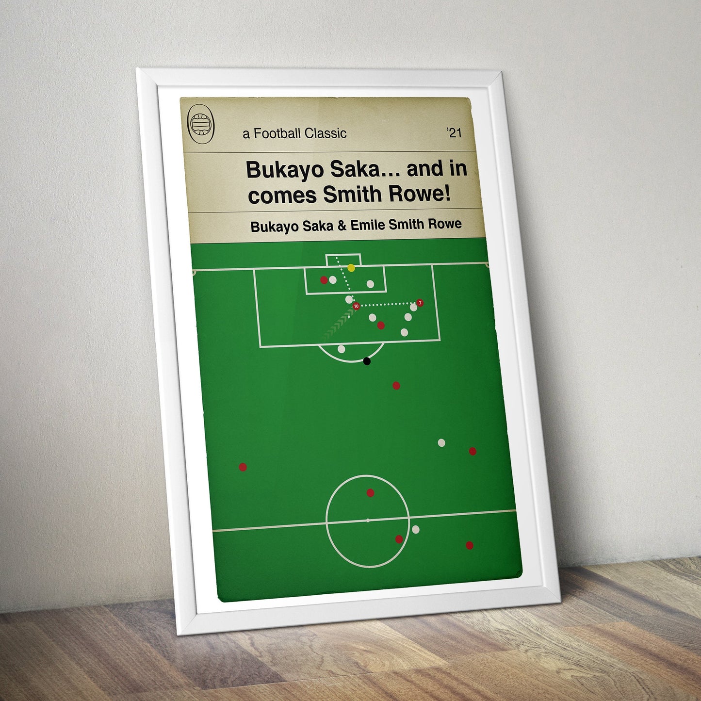 Emile Smith Rowe Goal v Spurs - Arsenal 3 Tottenham 1 - 2021 - Bukayo Saka Cross - Book Cover Print - Football Gift (Various sizes)