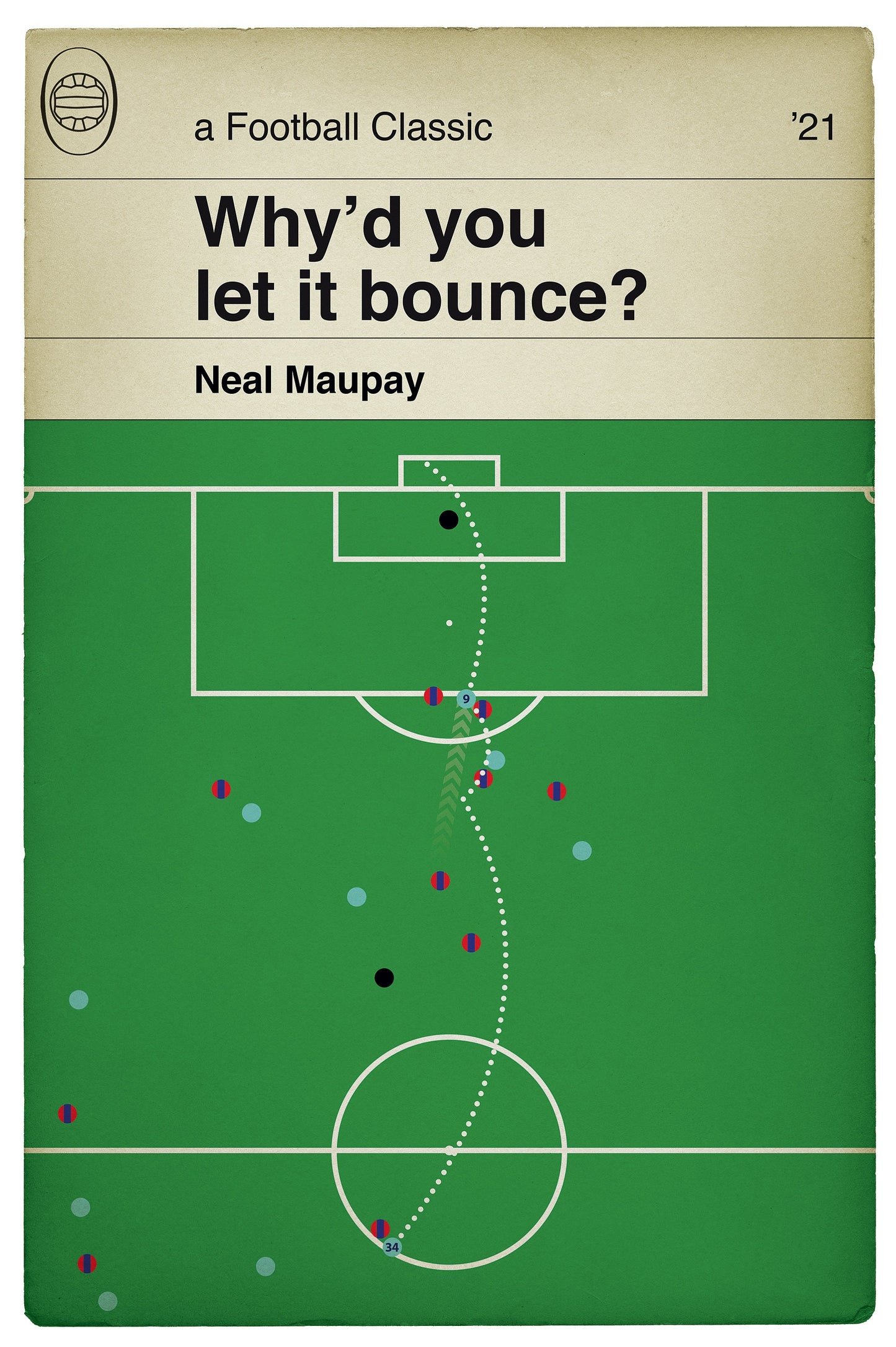 Brighton equaliser against Palace 2021 - Neal Maupay Goal - Why'd you let it bounce? - Football Print - Book Cover Poster (Various Sizes)