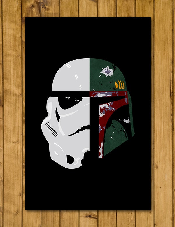 Storm Trooper / Boba Fett - Illustrated Star Wars Character Poster - Star Wars Gift (Various Sizes)