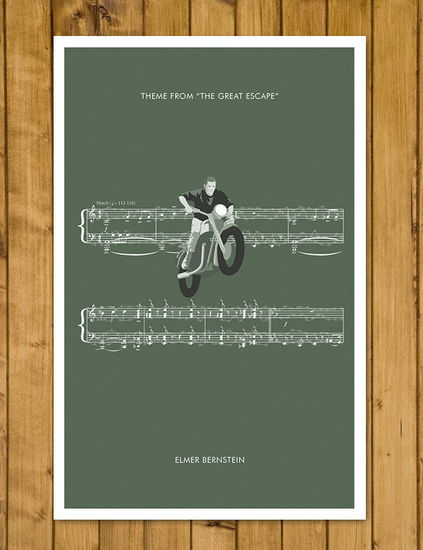 The Great Escape - Theme by Elmer Bernstein - Movie Classics Poster - Sheet Music Art - Soundtrack Print - Movie Gift (Various Sizes)