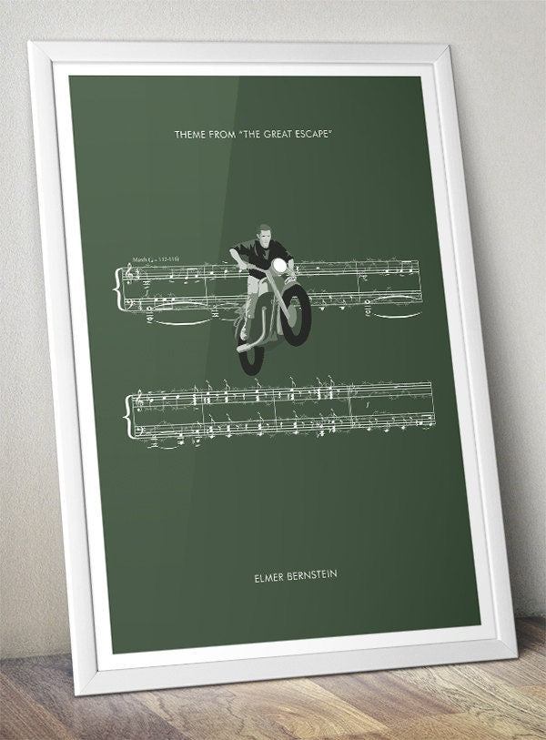 The Great Escape - Theme by Elmer Bernstein - Movie Classics Poster - Sheet Music Art - Soundtrack Print - Movie Gift (Various Sizes)