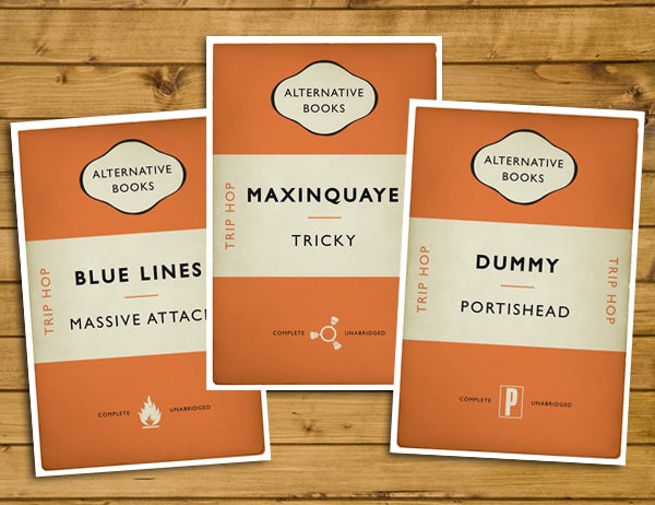 Trip Hop Set of 3 Prints - Massive Attack, Portishead and Tricky - Alternative Book Cover Posters (Various Sizes)